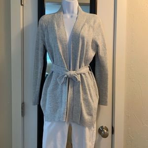 LOFT gray belted cardigan